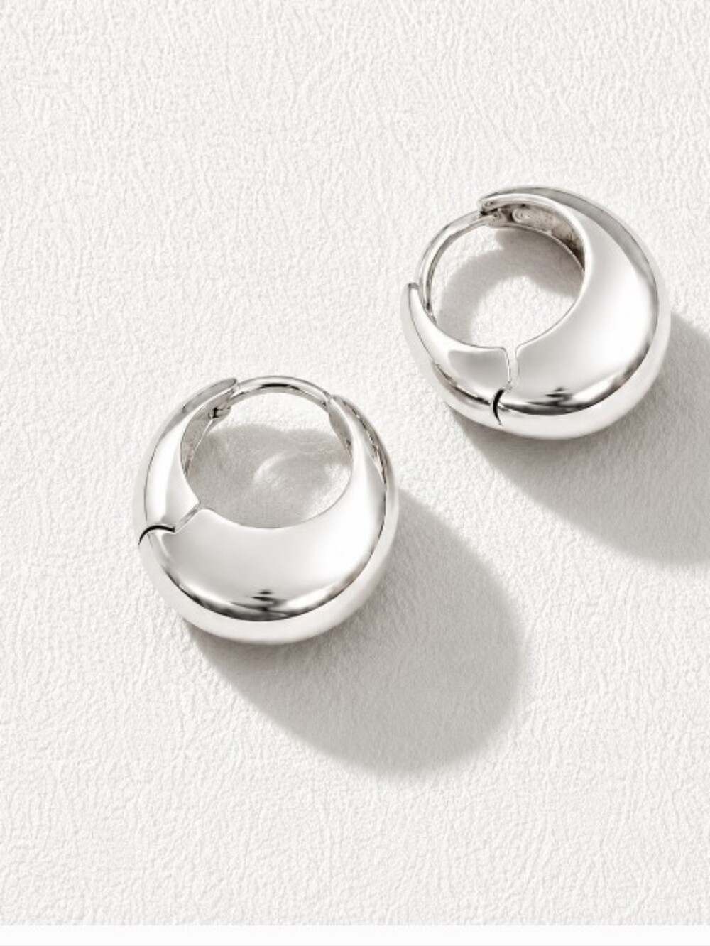 Classic Chunky Silver Huggie Hoop Earrings